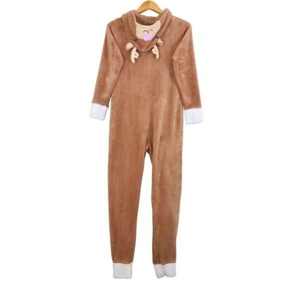 PJ Couture Hooded  Reindeer Jumpsuit One Piece Size Small - Picture 2 of 11